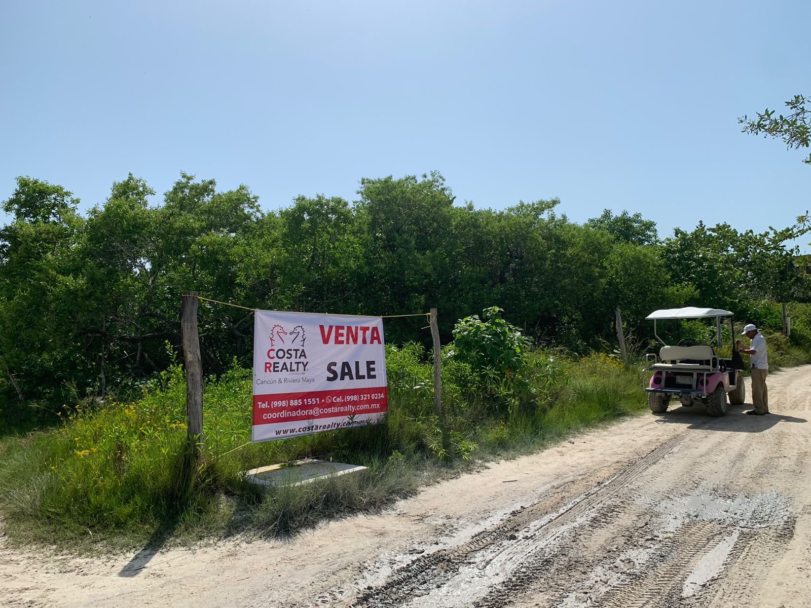 Terreno en venta en isla holbox - Camino de arena rodeado de vegetación tropical y palmeras que lleva hacia la playa