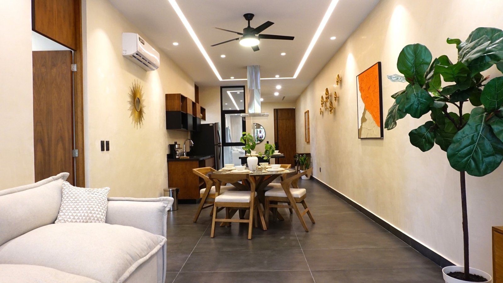 VIEW LIVING ROOM DINING ROOM AND KITCHEN