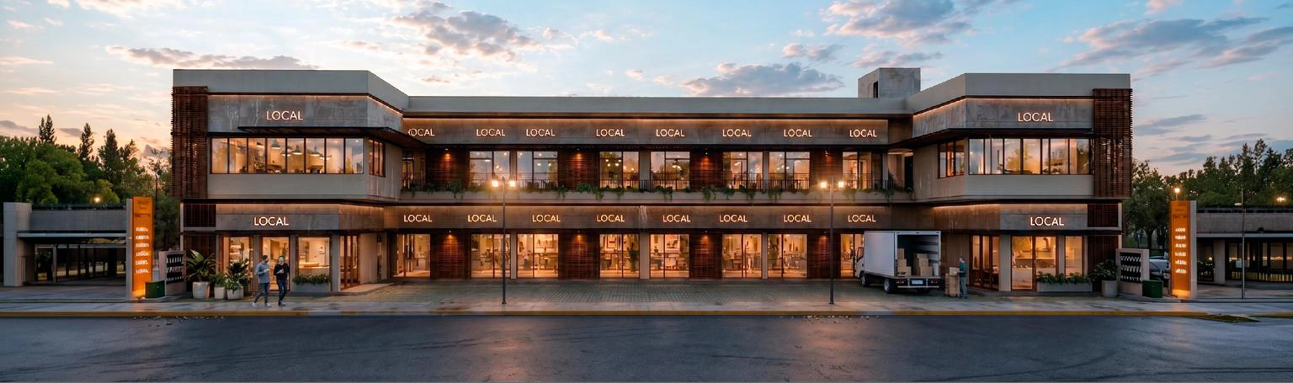 Commercial spaces overlooking the plaza